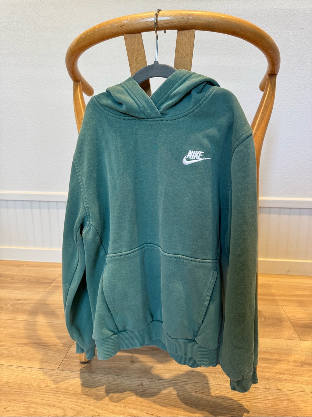Nike Youth Green Hooded Sweatshirt with White Logo